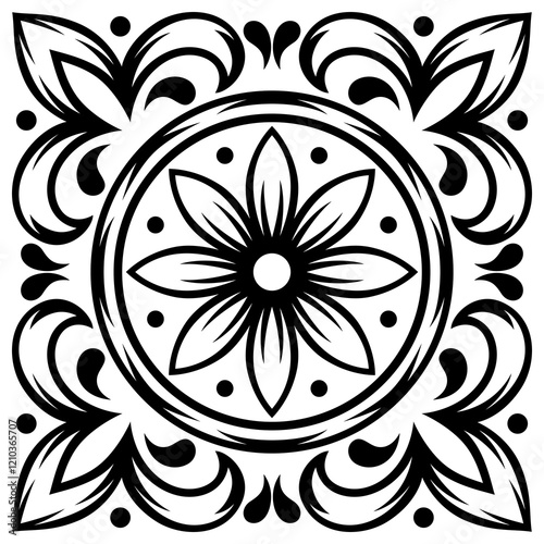 Portuguese ceramic tile pattern. Mediterranean traditional ornament. Italian or spanish majolica.