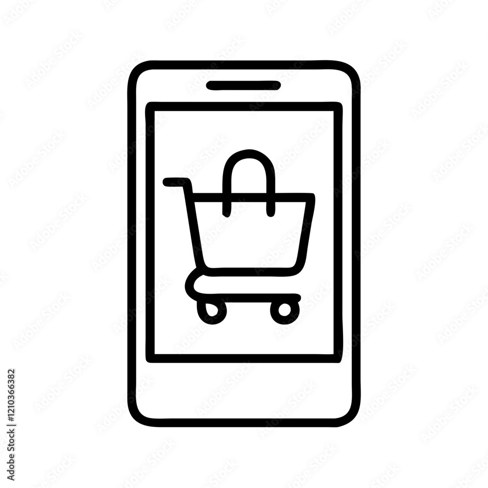 mobile app shopping icon, mobile app shopping line art - simple line art of mobile app shopping, perfect for mobile app shopping logos and icons mobile app shopping icon, mobile app shopping line art - simple line art of mobile app shopping, perfect for mobile app shopping logos and icons