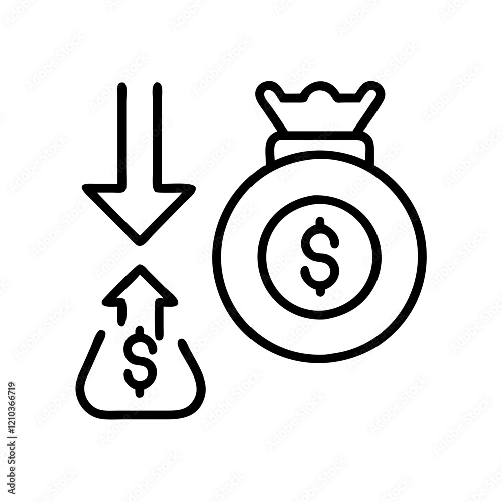 money shrinking icon, money shrinking line art - simple line art of money shrinking, perfect for money shrinking logos and icons money shrinking icon, money shrinking line art - simple line art of money shrinking, perfect for money shrinking logos and icons
