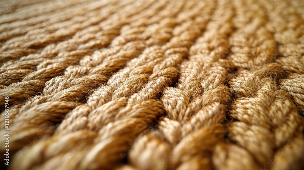 Close-up textured jute rug detail, sunlight, home decor Close-up textured jute rug detail, sunlight, home decor