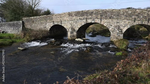Old road and brisge at Postbridge on Dartmoor photo