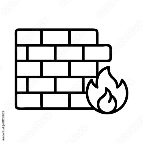 network firewall icon, network firewall line art - simple line art of network firewall, perfect for network firewall logos and icons
