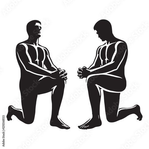 Stylish set of kneeing man silhouette digital art ideal for professional designers and creatives - man kneeing vector set - man kneeing illustrations set
