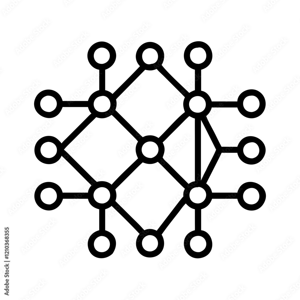 neural network icon, neural network line art - simple line art of neural network, perfect for neural network logos and icons neural network icon, neural network line art - simple line art of neural network, perfect for neural network logos and icons
