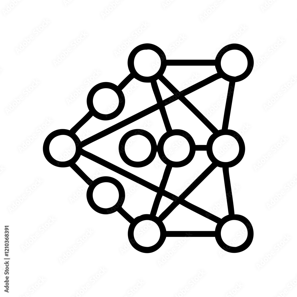 neural network icon, neural network line art - simple line art of neural network, perfect for neural network logos and icons neural network icon, neural network line art - simple line art of neural network, perfect for neural network logos and icons