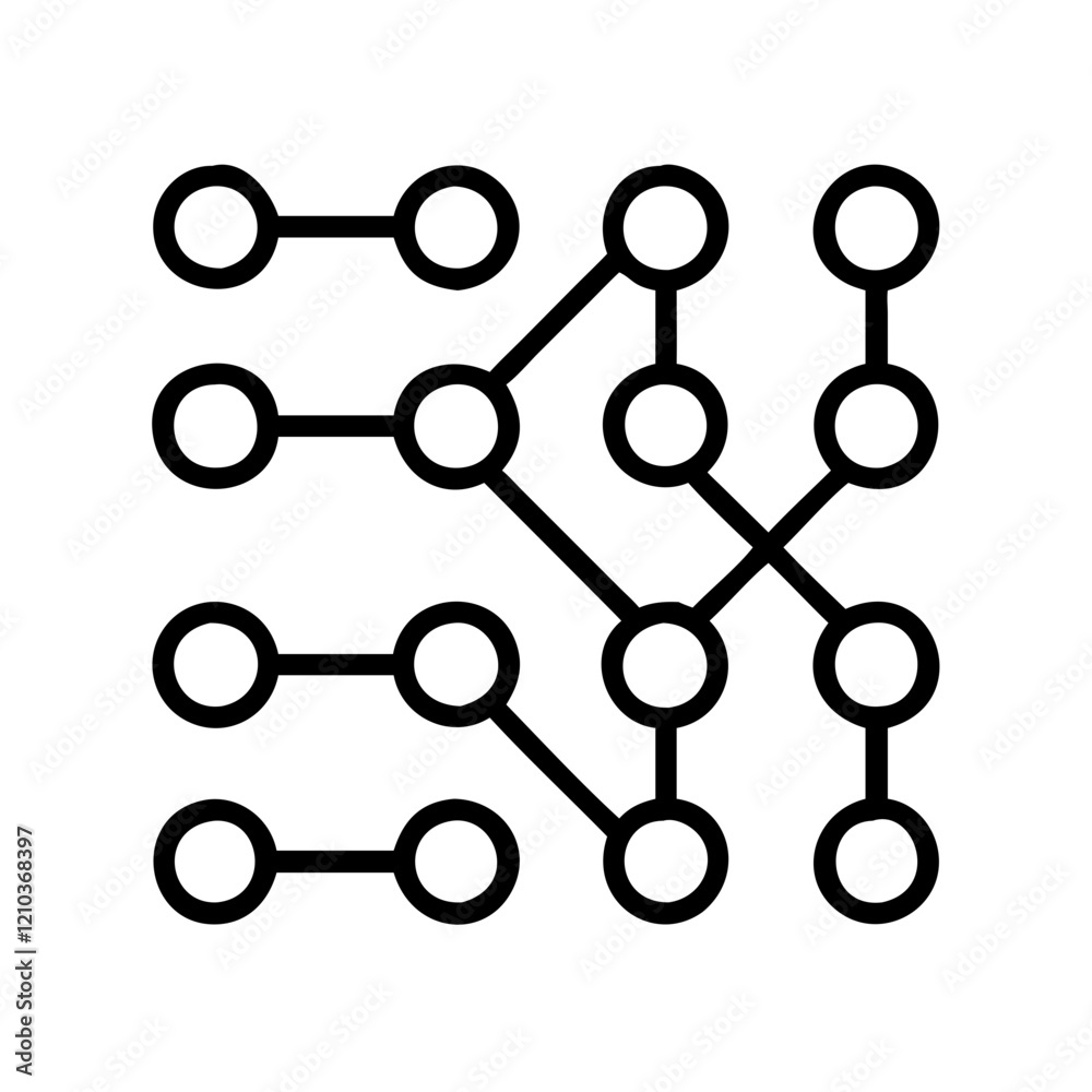 neural network icon, neural network line art - simple line art of neural network, perfect for neural network logos and icons