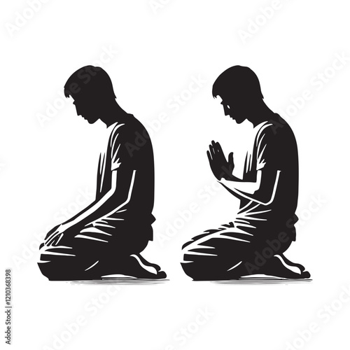 Refined set of kneeing man silhouette digital art featuring clean and detailed designs - man kneeing vector set - man kneeing illustrations set
