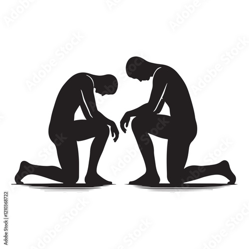 Minimalist set of kneeing man silhouette digital art for simple yet striking visual effects - man kneeing vector set - man kneeing illustrations set

