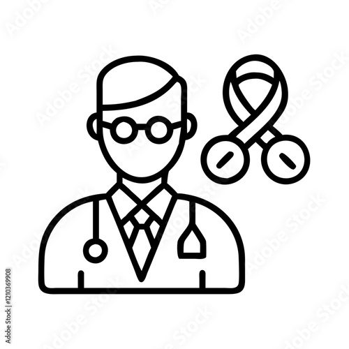 oncologist icon, oncologist line art - simple line art of oncologist, perfect for oncologist logos and icons