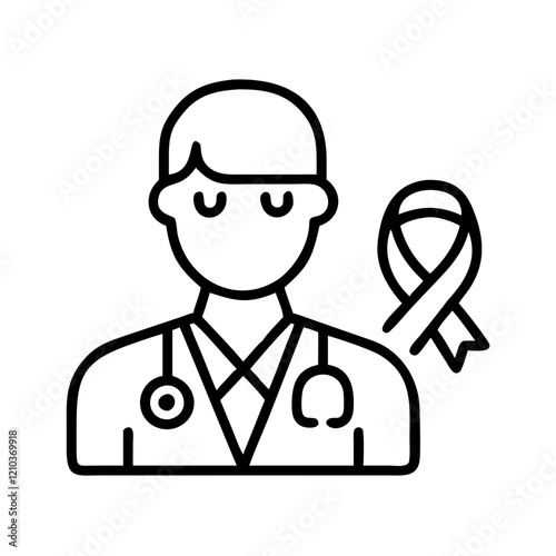 oncologist icon, oncologist line art - simple line art of oncologist, perfect for oncologist logos and icons