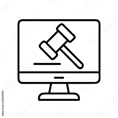 online auction icon, online auction line art - simple line art of online auction, perfect for online auction logos and icons