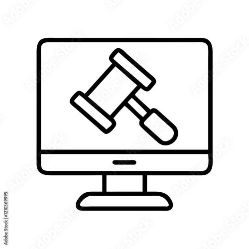 online auction icon, online auction line art - simple line art of online auction, perfect for online auction logos and icons