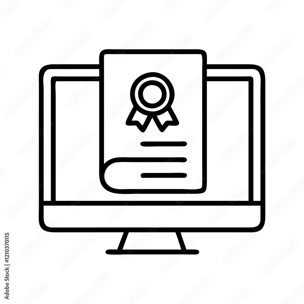 online course completion icon, online course completion line art - simple line art of online course completion, perfect for online course completion logos and icons online course completion icon, online course completion line art - simple line art of online course completion, perfect for online course completion logos and icons