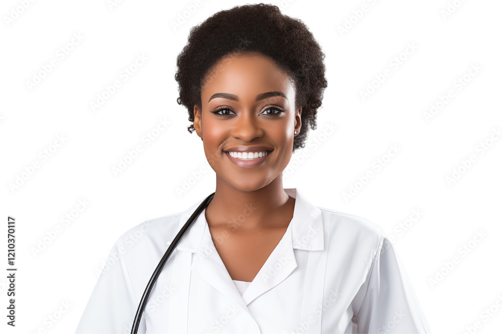 Smiling Black Nurse on Transparent Background - Compassionate and Professional Healthcare Worker in Uniform, Representing Diversity and Excellence in Modern Medicine. Png cut out. Isolated image. Smiling Black Nurse on Transparent Background - Compassionate and Professional Healthcare Worker in Uniform, Representing Diversity and Excellence in Modern Medicine. Png cut out. Isolated image.