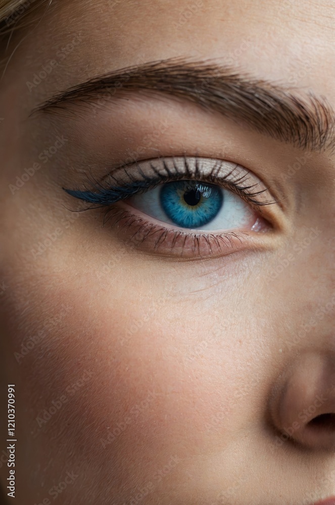 Captivating close-up of a vibrant blue eye with striking eyeliner showing detailed textures and expressions Captivating close-up of a vibrant blue eye with striking eyeliner showing detailed textures and expressions