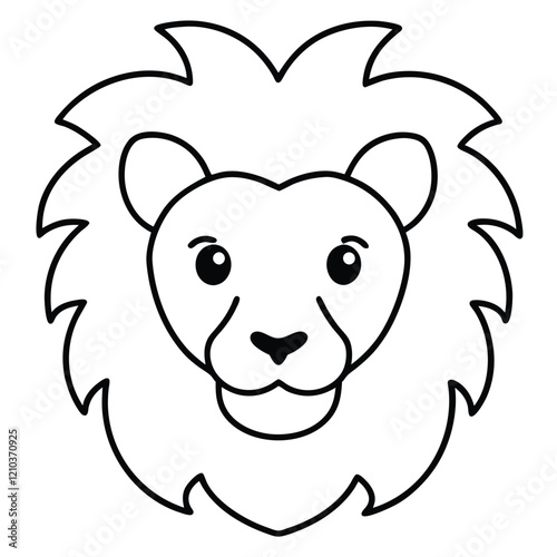 Lion Head Line Art Vector Illustration, Lion Head Outline and Drawing Vector Design photo