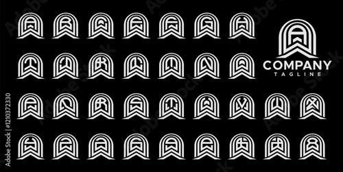 Geometric abstract monogram letter A-Z logo set