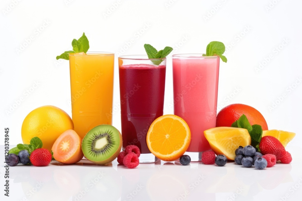 Fototapeta premium Mixed fruit juices grapefruit blueberry smoothie