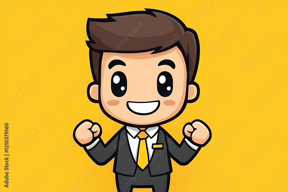 Happy Young Business Cartoon Character Graphic Happy Young Business Cartoon Character Graphic