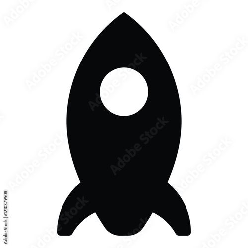 Futuristic Rocket Flat Icon Isolated On White Background