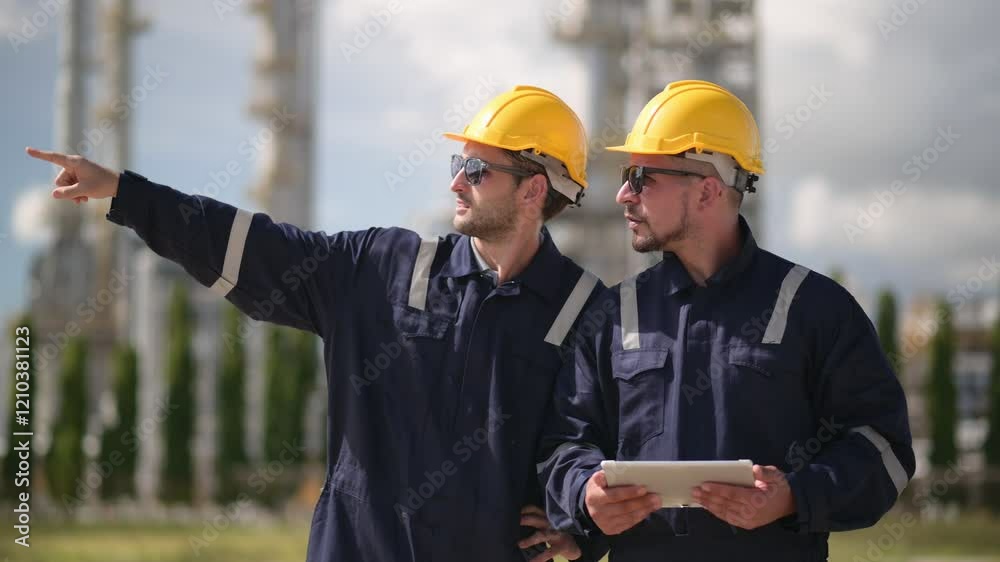 Refinery industry, engineer working in industrial production, oil and gas refinery plant industry factory, Petrochemical plant