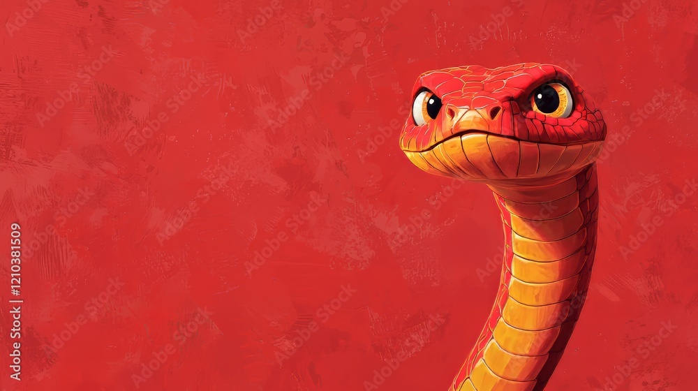 Fototapeta premium It's a cartoon snake with the eyes sticking out