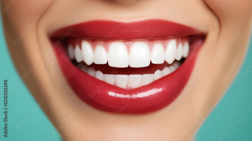 Obraz premium Bright, cheerful smile reveals healthy white teeth and confident expression against a vibrant background setting