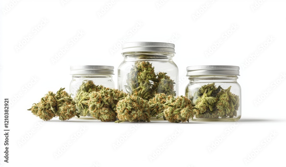Medical marijuana isolated on a white background, used for therapeutic and medicinal purposes Medical marijuana isolated on a white background, used for therapeutic and medicinal purposes