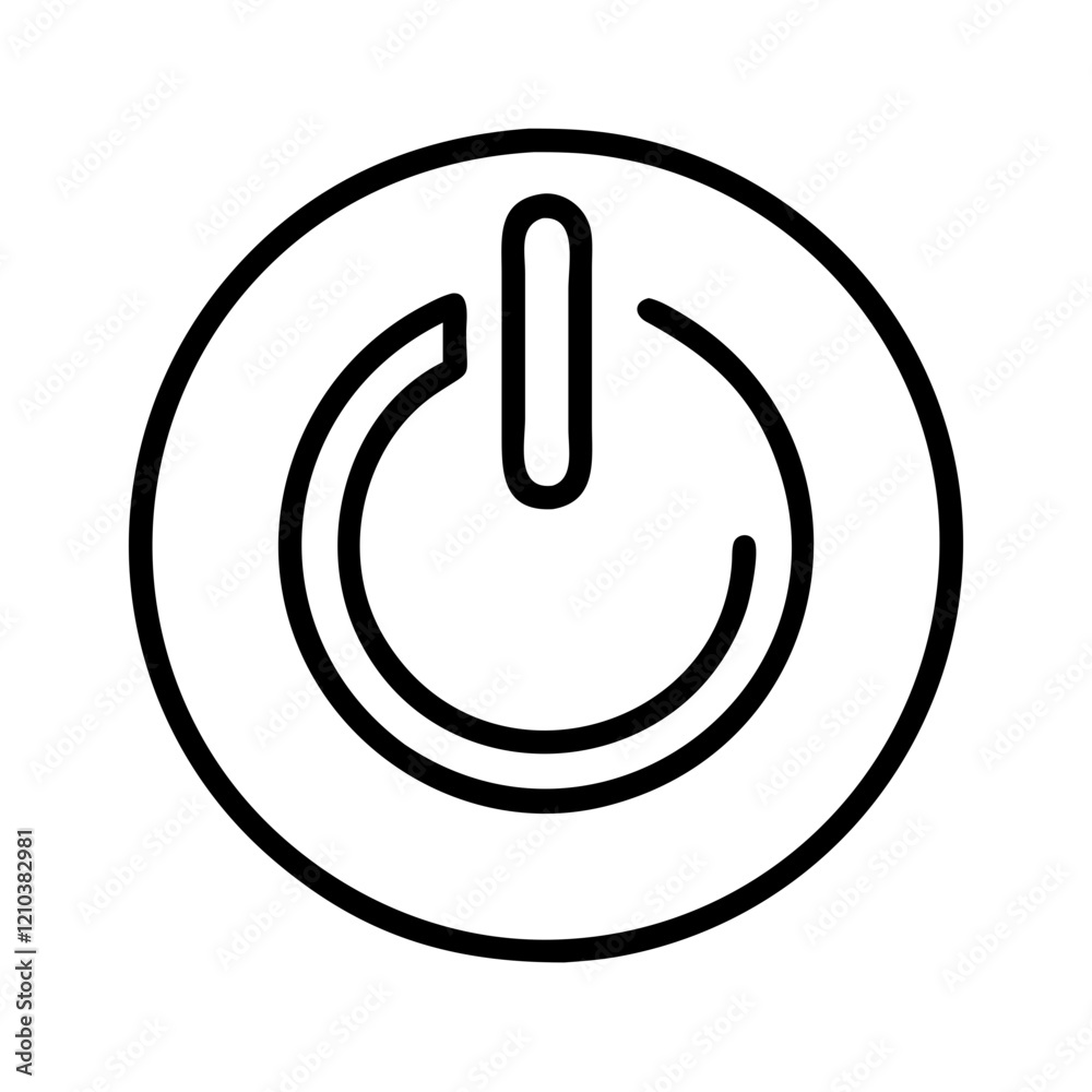 power button icon, power button line art - simple line art of power button, perfect for power button logos and icons