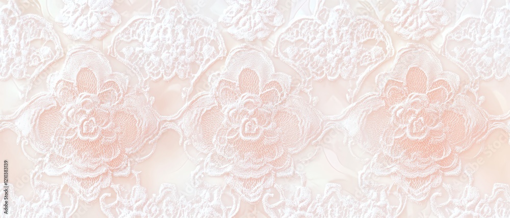 Lace-inspired design in ivory and soft pink tones. Lace-inspired design in ivory and soft pink tones.