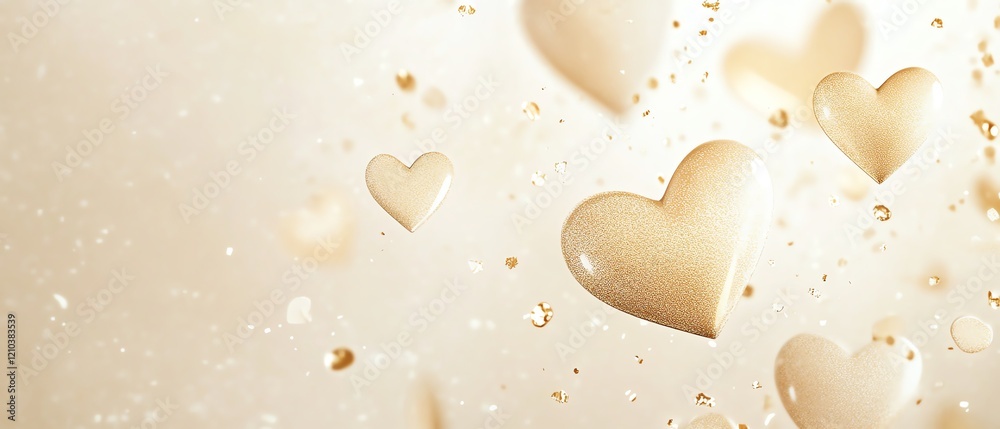 Light cream with subtle gold hearts Valentine's day Background Light cream with subtle gold hearts Valentine's day Background