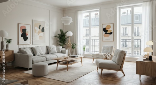 Scandinavian Living Room with Minimalist Decor in Neutral Tones