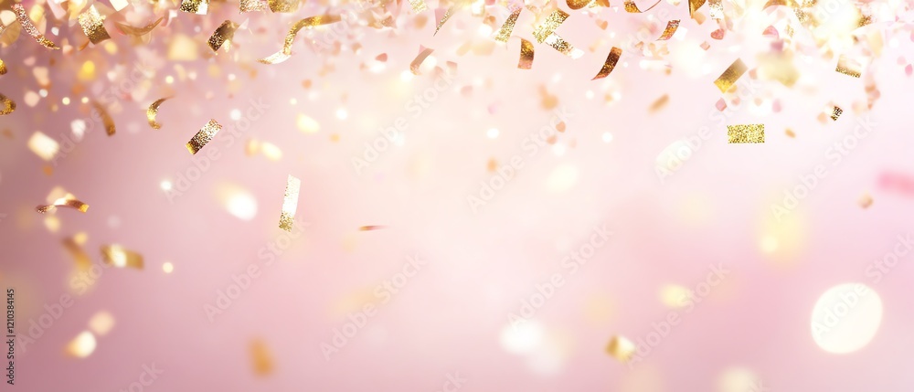 Light pastel pink with golden confetti Valentine's day Background Light pastel pink with golden confetti Valentine's day Background
