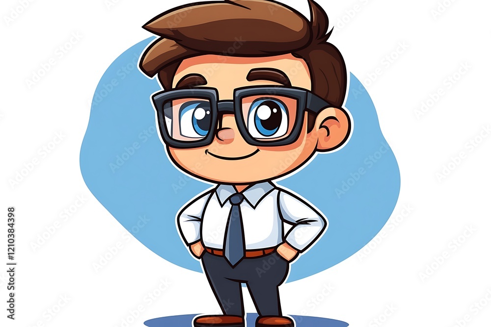 Optimistic Cartoon Businessman with Glasses1 Optimistic Cartoon Businessman with Glasses1