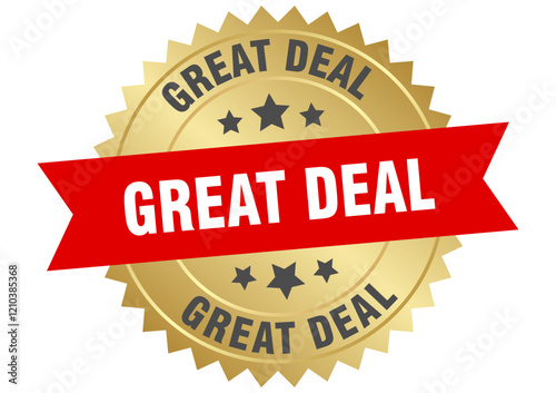 great deal. great deal round red and gold label isolated on transparent background