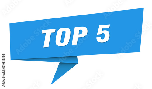 top 5 banner. top 5 speech bubble, label, sticker, sign template