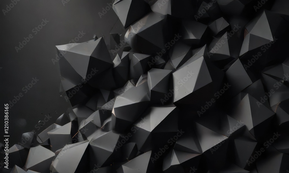 Fototapeta premium Dark abstract polygonal background with geometric shapes and shadows, space, geometric patterns