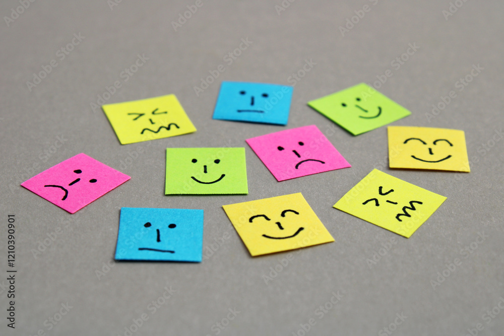 Group of colorful papers that express moods Group of colorful papers that express moods