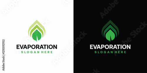 Clean modern vector logo design water drop leaf.