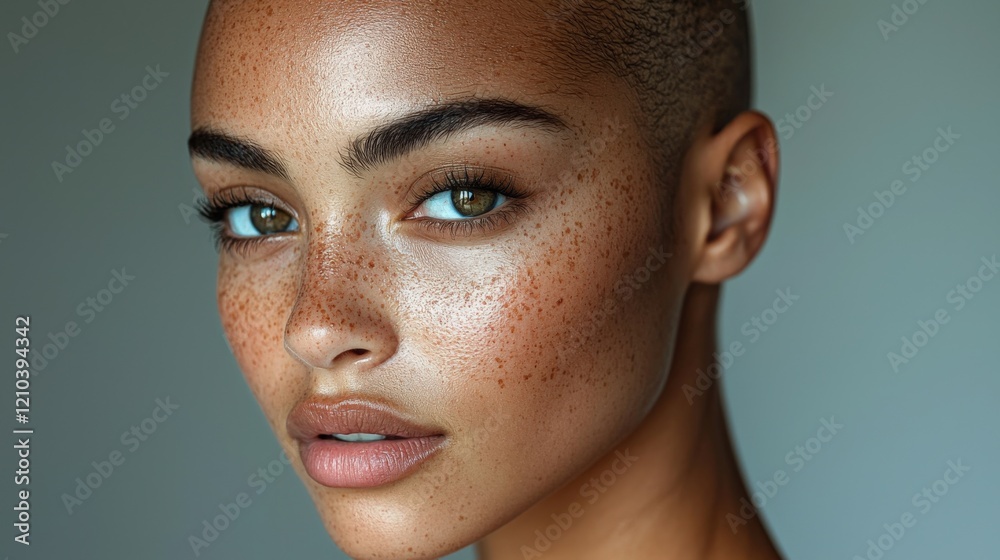 Captivating Portrait of a Freckled Model Captivating Portrait of a Freckled Model