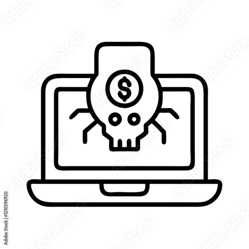 ransomware icon, ransomware line art - simple line art of ransomware, perfect for ransomware logos and icons
