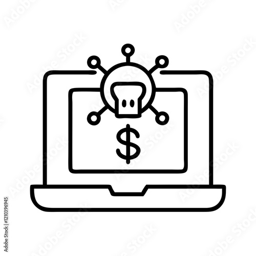 ransomware icon, ransomware line art - simple line art of ransomware, perfect for ransomware logos and icons
