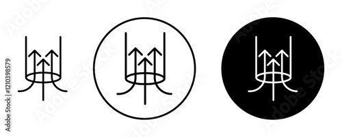 Air suction icons set in black filled and stroke line style