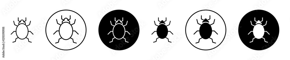 Bedbug icons set in black filled and stroke line style Bedbug icons set in black filled and stroke line style