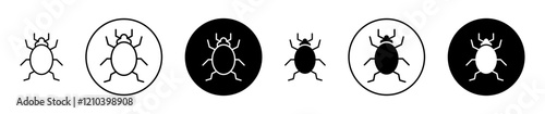 Bedbug icons set in black filled and stroke line style