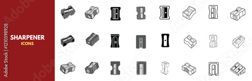 Sharpener icons. Set of vector sharpener icons in various styles—a collection of sharpener icons for websites, apps, and presentations.