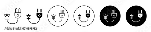 Biomass energy icons set in black filled and stroke line style