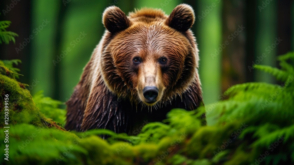 Brown Bear Portrait: A Large and Wild Mammal in the Forests of Europe's Carpathian Mountains in Romania, a Scene of Raw Nature Brown Bear Portrait: A Large and Wild Mammal in the Forests of Europe's Carpathian Mountains in Romania, a Scene of Raw Nature