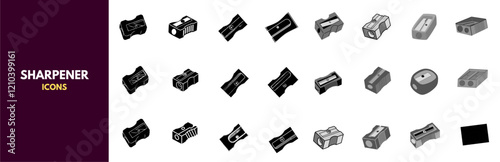 Sharpener icons. Set of vector sharpener icons in various styles—a collection of sharpener icons for websites, apps, and presentations.