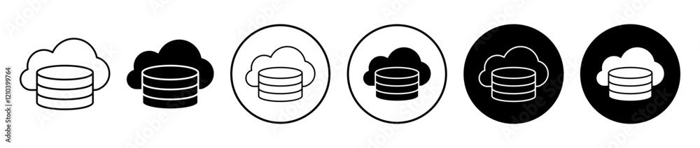 Cloud server icons set in black filled and stroke line style Cloud server icons set in black filled and stroke line style